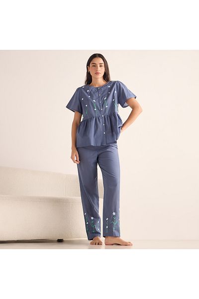 FAV Embroidered Shirt and Pyjama Set