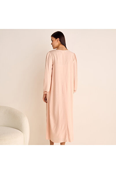 FAV Dobby Textured Camisole and Robe Set with Lace Detail