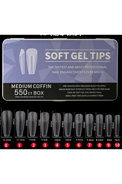 Beauty Box 550'li Medium Coffin Soft Gel Tips Profesyonel Nail Art Hızlı Tırn...