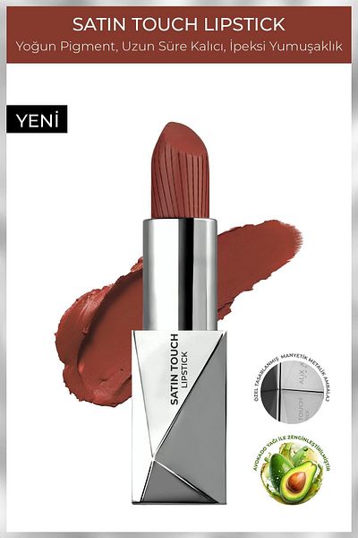 Alix Avien Long Lasting Moisturizing Smooth Effect Semi Matte Lipstick - Satin Touch Lipstick 828 Mahogany Brown