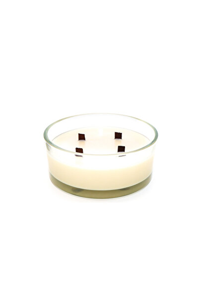 Missi Xl Yuvarlak Çanak Ahşap Fitilli Black Vanilya Vegan Mum (19 CM ÇAP)