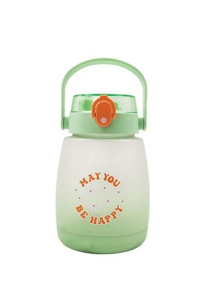 Miniso Large Capacity Plastic Water Bottle with Shoulder Strap 1300ml - Gradient Green