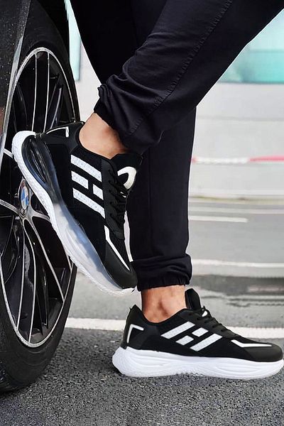 Deri De Luxe Pantofi sport pentru bărbați Black Red Tech Ultra Soft