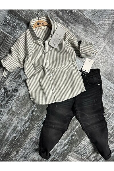 Yavrumsa Komplet prugaste lanene košulje i pantalona