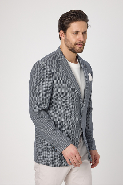 Frappoli Чоловічий темно-синій піджак Alturo з візерунком у вигляді сот на весняно-літній сезон
