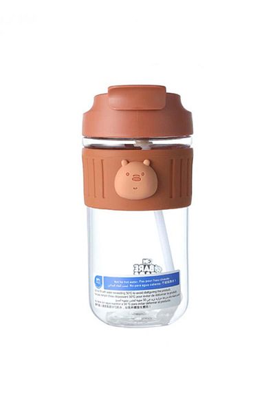 Miniso زجاجة مياه بلاستيكية من سلسلة Three Bears مع شفاطة وغطاء سعة 650 مل - شهاب
