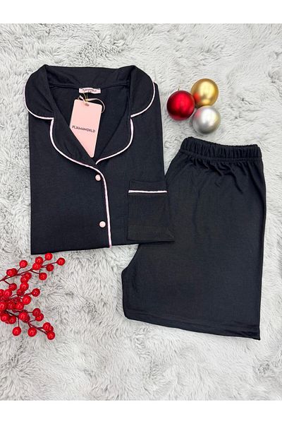 pijamaworld SET DE PIZAMA DE VARĂ, BUMBAC, CU MÂNECĂ SCURTĂ, CU BUTON ÎN FATA