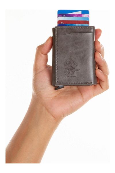 Newish Polo Men's Mechanized Card Holder and Wallet New020 - Gray