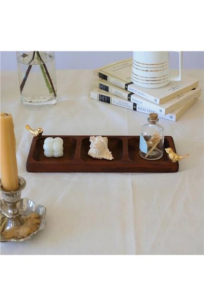 Akayev Wooden 3-Section Gold Bird Presentation Holder