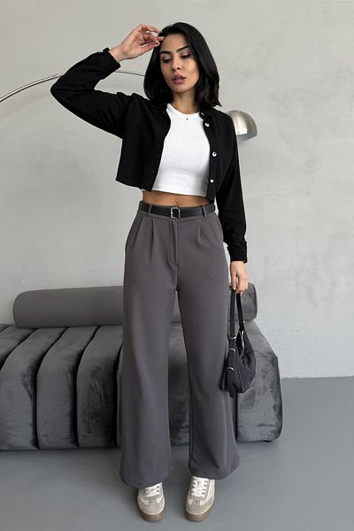 BACK Lycra Palazzo Trousers with Belt Detail