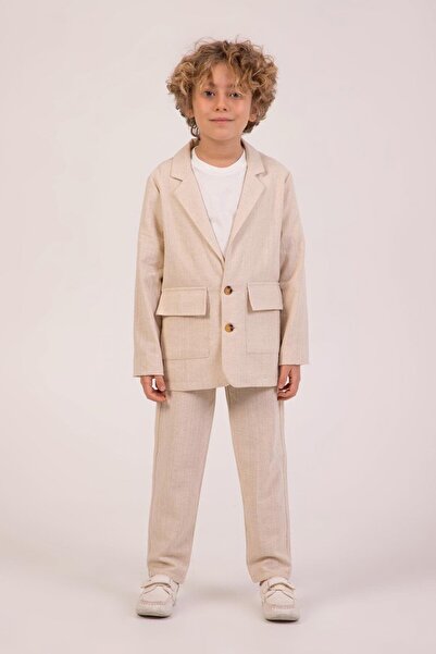 Dmb Boy's 3 Piece Suit 7-11 Years Beige