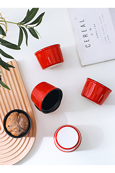 Shuer 200 ml Six Pieces Colored Glaze Craft Ceramic Cake Bowl