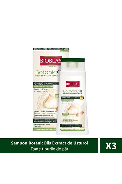 Bioblas Bioblas Nourishing and Repairing Shampoo Garlic Extract and Organic Olive Oil, 360ml X 3 pieces