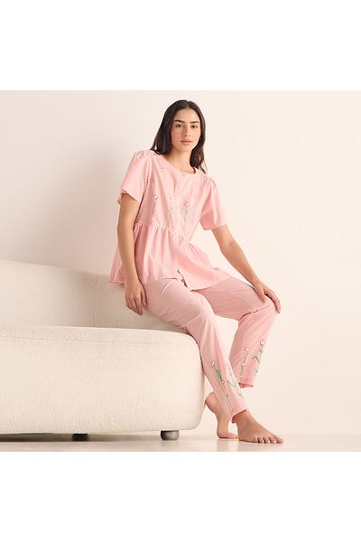 FAV Embroidered Shirt and Pyjama Set
