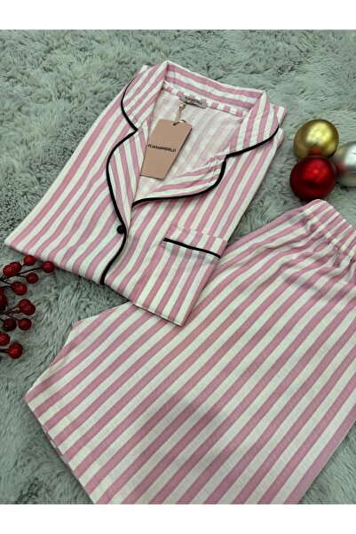 pijamaworld ŞORTLU KISA KOLLU ÖNDEN DÜĞMELİ YAZLIK  PAMUKLU PİJAMA TAKIMI