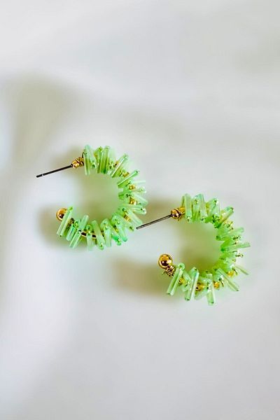 PETEK AKSESUAR Crystal Hoop Earrings with Pipe Design