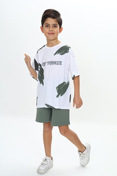 Toontoy Σετ σορτς για αγόρι με σχέδιο με πινέλο με τύπωμα