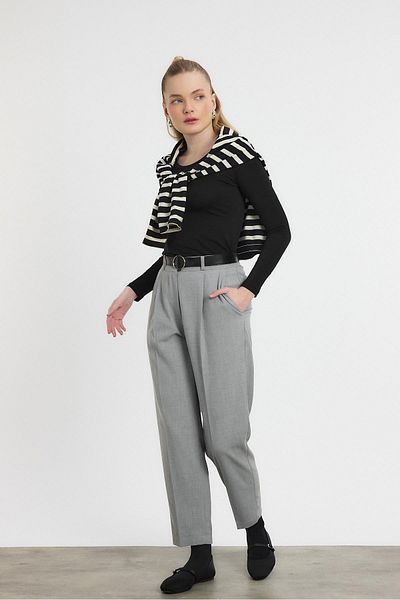 Rays Gray Light 3965 Belt Detailed Trousers