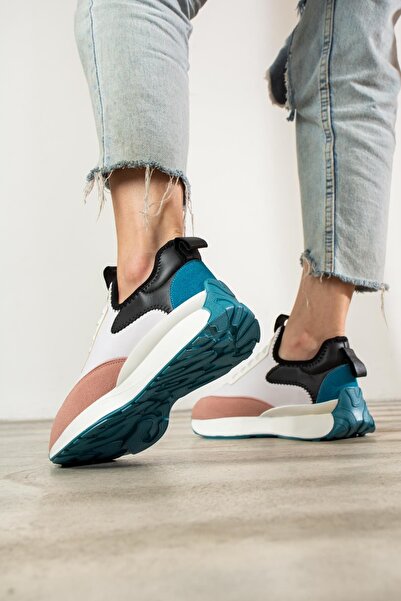 Seniorah Dimity White-pink real Leather Suede Women's Sports Shoes