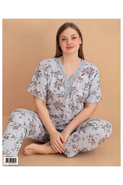 pijamakeyfi Kadın Büyük Beden Kısa Kol Pijama Takımı