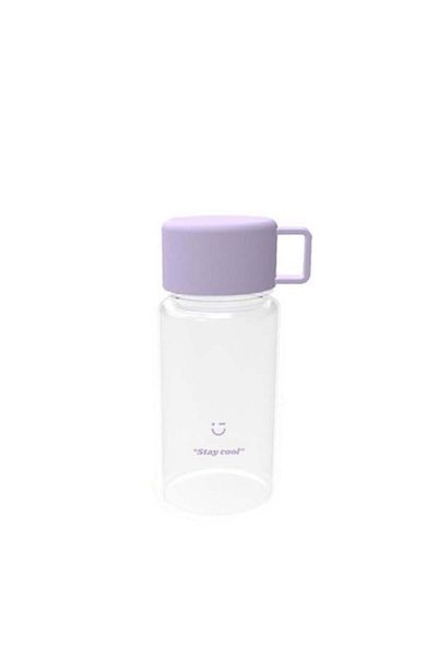 Miniso 390ml Single Colour Plastic Bottle with Handle - Purple