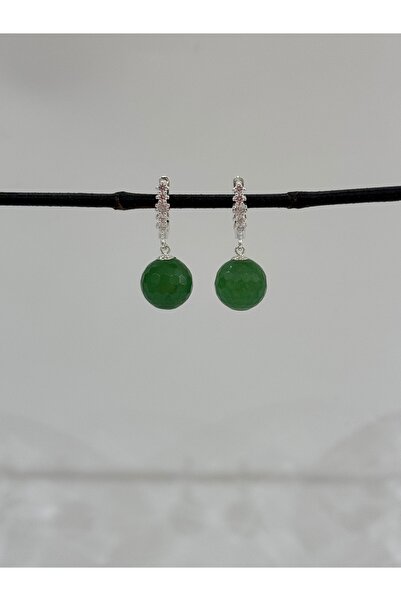 DURAN TAKI TASARIM Yeşim Taşı Doğal Taş Gümüş Küpe