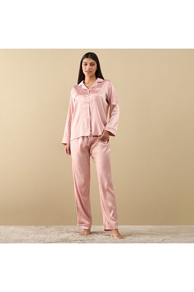 FAV All-Over Animal Print Long Sleeve Shirt and Elastciated Pyjama Set
