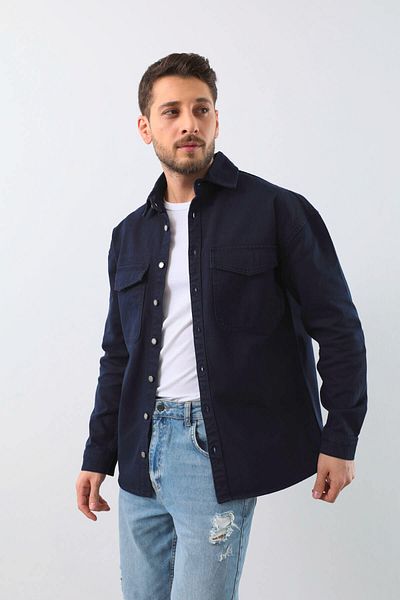 BANNY JEANS Мъжка риза Oversize Jeans, тъмносиня