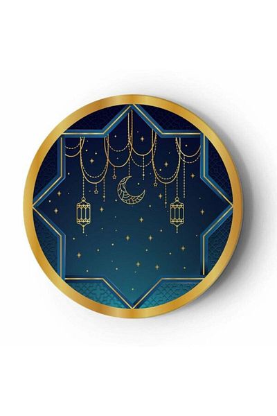 My Paper Craft Ramadan Decorative Printed Navy Blue Plate 23cm//8 Pieces