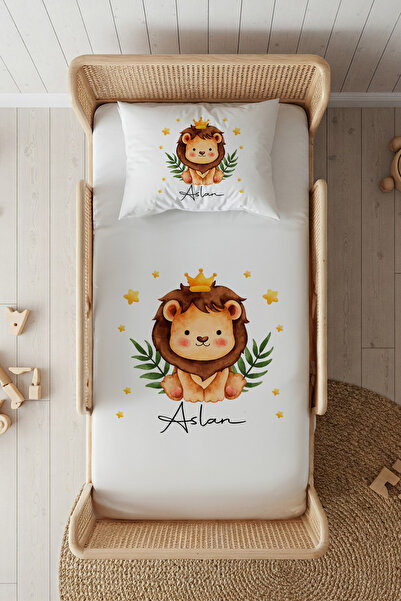 Lilabio %100 Pamuk Saten İsme Özel İsimli 100x200 Tek Kişilik Lastikli Çarşaf...