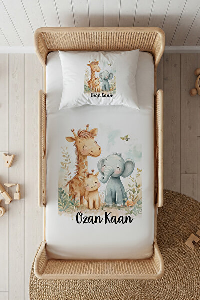 Lilabio %100 Pamuk Saten İsme Özel İsimli 100x200 Tek Kişilik Lastikli Çarşaf...