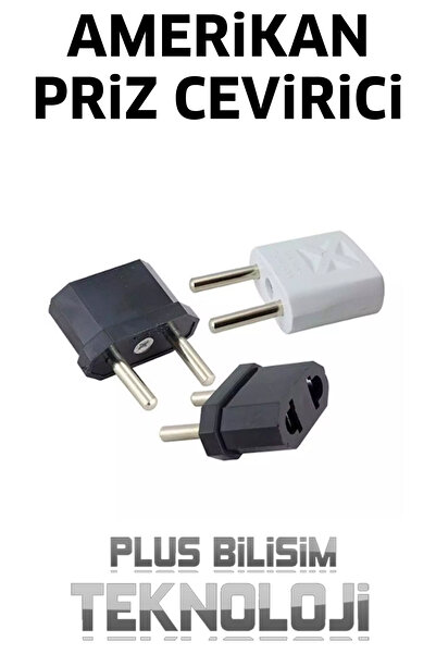 Plus Bilişim Amerikan Fiş Çevirici Amerika'yı Türkiye'ye Çeviren Adaptör Fiş Ucu Amerikan Dişi Türk Erkek