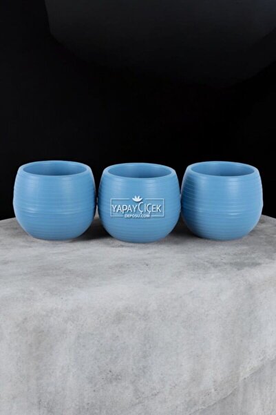 Yapay Çiçek Deposu Mini Cactus Suculent albastru cobalt căldură Set de 3 Blue Elvan Model 12,5 Cm 1,3 Litri