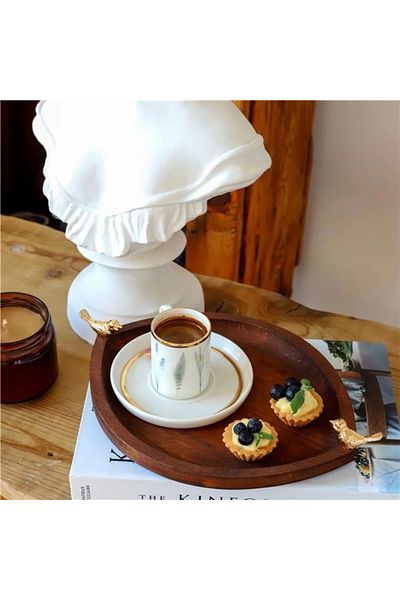 Akayev Wooden Eye 26 Cm Gold Bird Presentation Plate