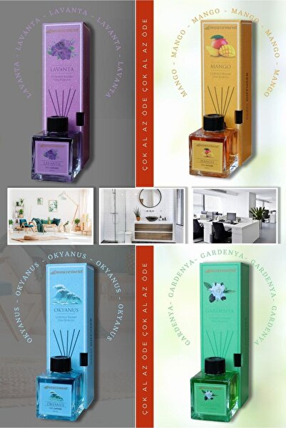 MOUVEMENT 4'Lü Çubuklu 100 ml Oda Kokusu Seti Çok Al Az Öde (Lavanta Okyanus ...