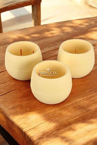 Yapay Çiçek Deposu Mini Cactus Suculent albastru cobalt căldură Set de 3 galben Elvan Model 12,5 Cm 1,3 Litri