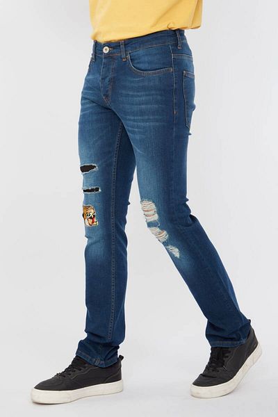 Bluewhite Ανδρικό τζιν παντελόνι Straight Fit Patch με λεπτομέρειες