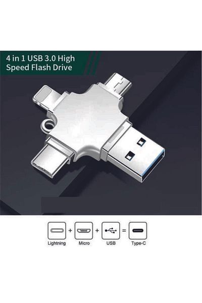 FLYON محرك أقراص فلاش عالي السرعة 4 في 1 USB 3.0 - قرص U USB لنظام التشغيل IOS iPhone iPad Android