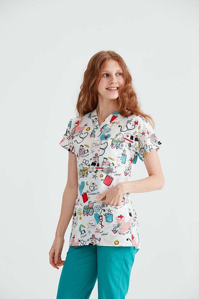 DRMOON Dr Greys Medical Jersey - Lycra, Single Top Pattern, Nurse and Doctor Apron
