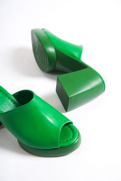 Mubiano 845-y Thick Sole Green Platform Women's Slippers