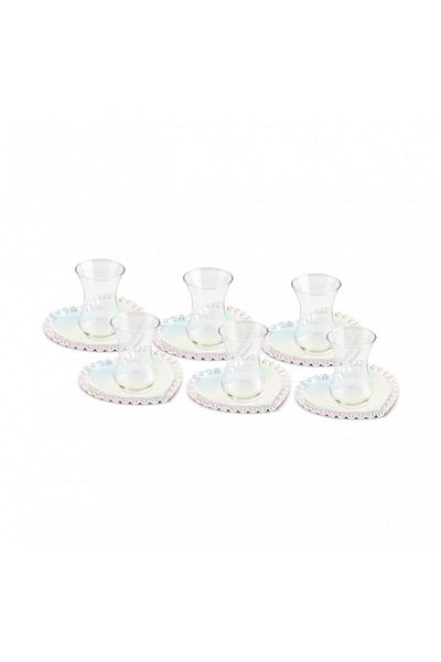 Karaca Karaca Rory 12-teiliges türkisches Teeservice aus Glas für 6 Personen, 14 cm