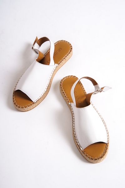 Mubiano 601-b Genuine Leather White Women's Espadrille Sandals & Slippers