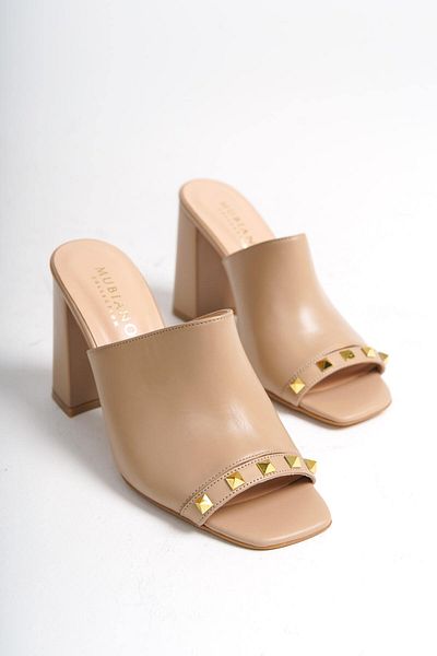 Mubiano Collection Papuci de damă cu toc din piele naturală Nude -mcbrg5692-n