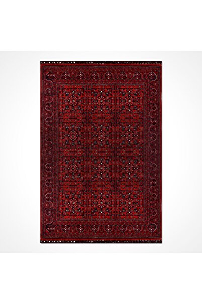LA BOUTIQUE TÜRKMEN 08 Etnik desenli, Kaymaz Tabanlı Havsız Saçaklı Kilim
