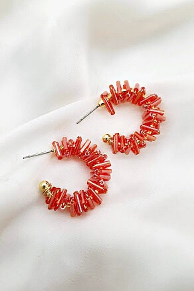 PETEK AKSESUAR Design Pipe Crystal Hoop Earrings