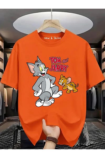 New Shine 1 T-Shirt Is a Gift for Purchases of 6 or More in the Cart - Tom and Jerry Printed Oversize T-Shirt