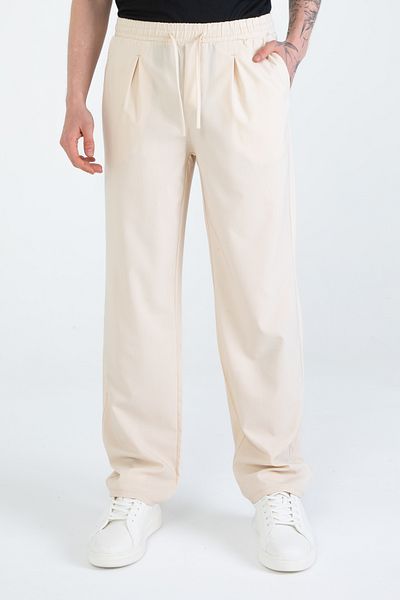 EGHO Men's Side Pocket Pleated Elastic Waist Lace up Relaxed Fit Baggy Men's Basic Trousers