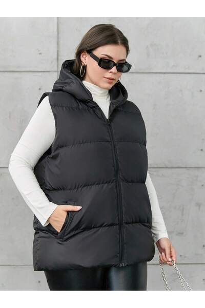 ÖNDER MODA Γυναικείο φανελάκι με μαύρη κουκούλα Oversize