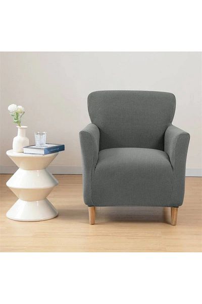 uzhanem Armchair Seat Cover Lycra Fabric, Square Pattern, Single Sofa Cover