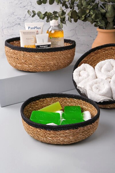 AVANTAGE HOME جورجيا - سلة دائرية من الخوص الطبيعي المحبوك يدويًا مكونة من 3 ...